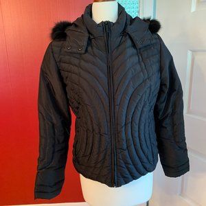 EUC Black Calvin Klein Hooded Puffer Coat Sz L